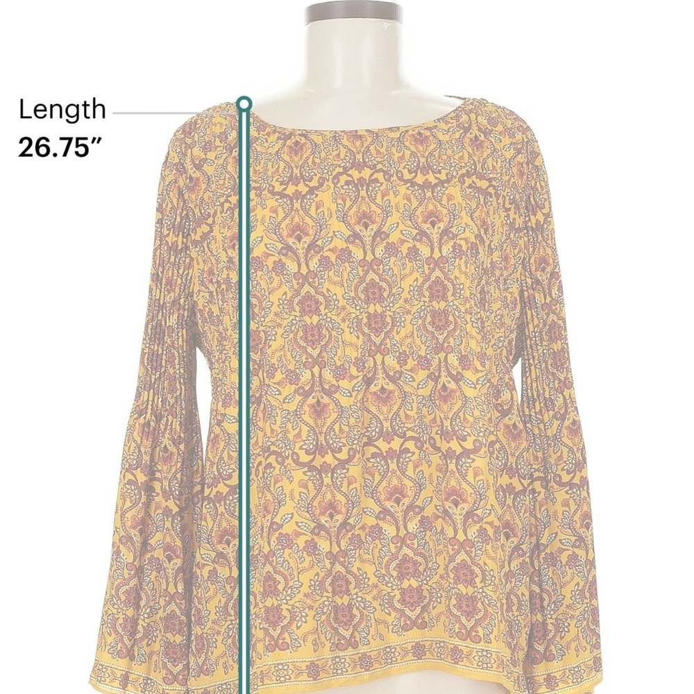 NWT $Max Studio Yellow and Red Patterned Blouse - Picture 6 of 7